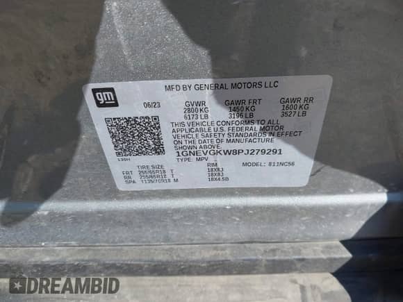 2023 Chevrolet Traverse LT Cloth with VIN 1GNEVGKW8PJ279291, listed as a IAAI auction lot 42805658 with 32,429 mi miles and . Bid and sale history available at DreamBid. Image 9.