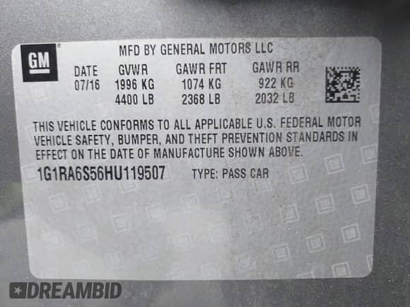 2017 Chevrolet Volt LT z VIN 1G1RA6S56HU119507, wystawiony jako IAAI lot #43145579 z przebiegiem 101 560 mil mil oraz . Historia ofert i sprzedaży dostępna na DreamBid. Obrazek 9.