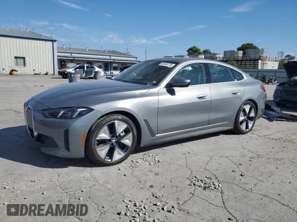 2025 BMW i4 xDrive40 with VIN WBY43HD05SFU20563, listed as a Copart auction lot 85369775 with 3,356 mi miles and Salvage title. Bid and sale history available at DreamBid. Image 1.