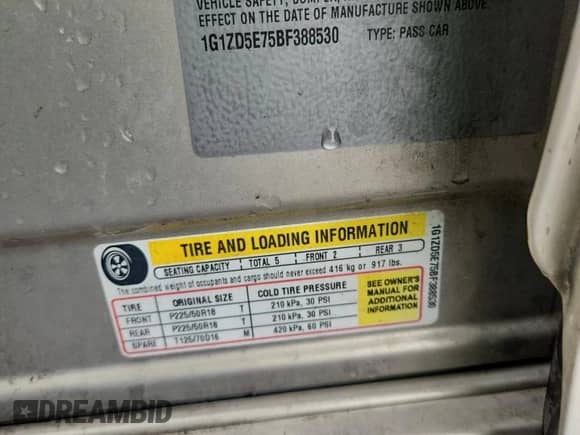 2011 Chevrolet Malibu 2LT с VIN 1G1ZD5E75BF388530, выставлен на аукционе Copart как лот 70505135 с пробегом 198 872 миль миль и Списание • Salvage title. История ставок и продаж доступна на DreamBid. Изображение 12.