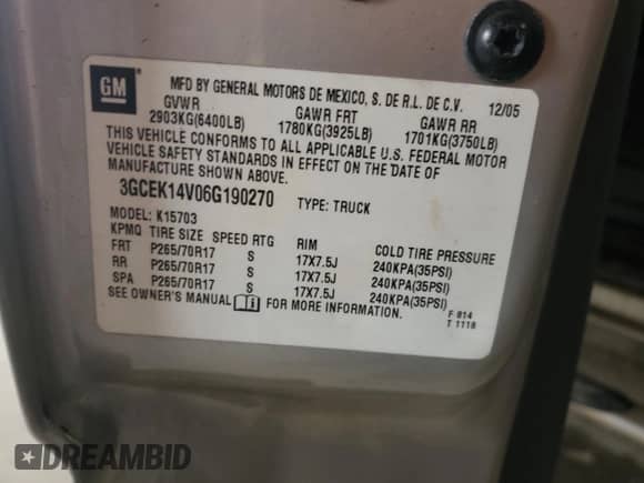 2006 Chevrolet Silverado 1500 Work Truck с VIN 3GCEK14V06G190270, выставлен на аукционе Copart как лот 47387795 с пробегом 110 847 миль миль и Списание • Salvage title. История ставок и продаж доступна на DreamBid. Изображение 12.