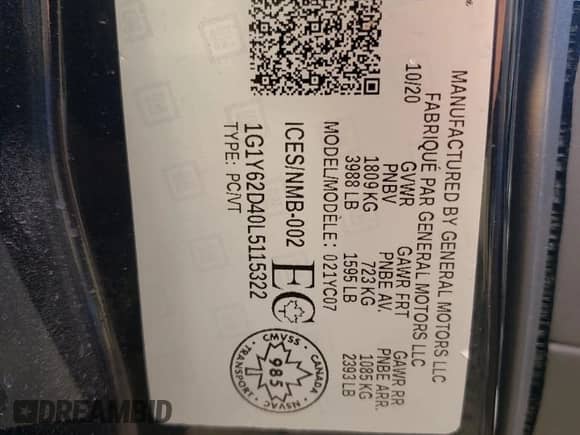 2020 Chevrolet Corvette 1LT с VIN 1G1Y62D40L5115322, выставлен на аукционе Copart как лот 73637104 с пробегом 60 861 миль миль и Чистый • Clean title. История ставок и продаж доступна на DreamBid. Изображение 12.