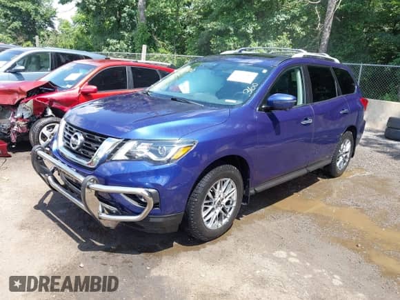 2019 Nissan Pathfinder SV with VIN 5N1DR2MM1KC583286, listed as a IAAI auction lot 42705402 with 104,713 mi miles and . Bid and sale history available at DreamBid. Image 2.