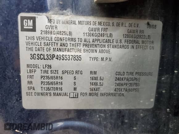 2009 Saturn VUE XE с VIN 3GSCL33P49S537835, выставлен на аукционе Copart как лот 80883904 с пробегом 181 388 миль миль и Чистый • Clean title. История ставок и продаж доступна на DreamBid. Изображение 13.