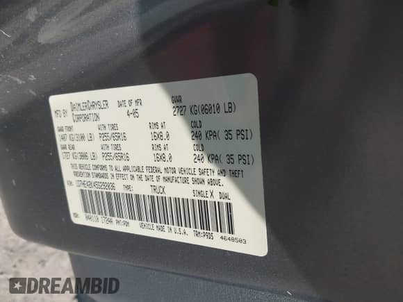 2005 Dodge Dakota SLT с VIN 1D7HE42K45S292036, выставлен на аукционе IAAI как лот 42634168 с пробегом 132 495 миль миль и . История ставок и продаж доступна на DreamBid. Изображение 9.