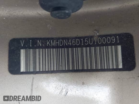 2005 Hyundai Elantra GLS with VIN KMHDN46D15U100091, listed as a IAAI auction lot 43378289 with 176,099 mi miles and . Bid and sale history available at DreamBid. Image 9.