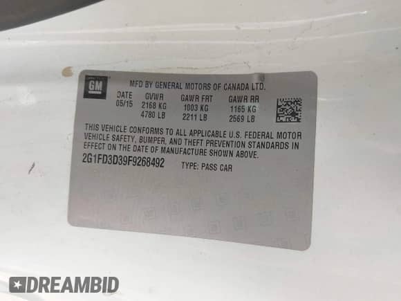 2015 Chevrolet Camaro LT z VIN 2G1FD3D39F9268492, wystawiony jako IAAI lot #43014767 z przebiegiem 168 631 mil mil oraz . Historia ofert i sprzedaży dostępna na DreamBid. Obrazek 9.