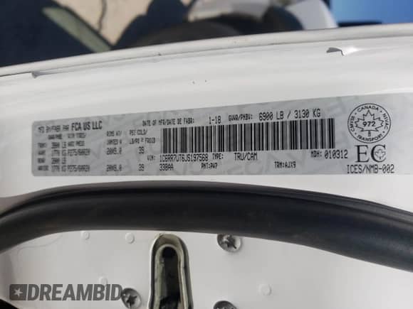 2018 Ram 1500 Sport with VIN 1C6RR7UT6JS197568, listed as a Copart auction lot 58298364 with Not provided miles and Clean title. Bid and sale history available at DreamBid. Image 14.