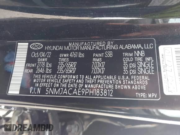 2023 Hyundai Tucson SE with VIN 5NMJACAE9PH183812, listed as a IAAI auction lot 43050593 with 18,512 mi miles and . Bid and sale history available at DreamBid. Image 9.