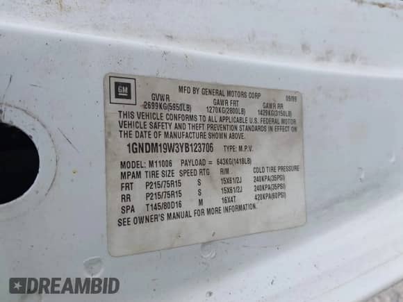 2004 Chevrolet Astro Cargo с VIN 1GCDM19X54B128451, выставлен на аукционе IAAI как лот 41231618 с пробегом 322 091 миль миль и . История ставок и продаж доступна на DreamBid. Изображение 9.