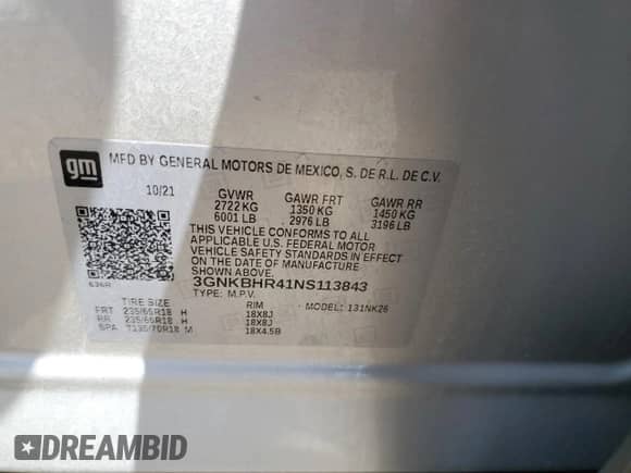 2022 Chevrolet Blazer LT с VIN 3GNKBHR41NS113843, выставлен на аукционе Copart как лот 71187685 с пробегом 35 462 миль миль и Списание • Salvage title. История ставок и продаж доступна на DreamBid. Изображение 13.