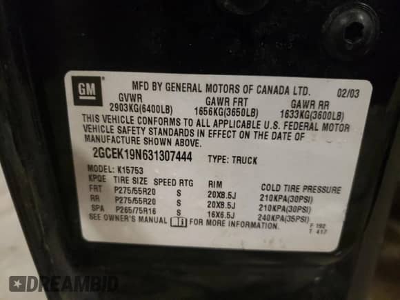 2003 Chevrolet Silverado SS с VIN 2GCEK19N631307444, выставлен на аукционе Copart как лот 45767745 с пробегом Не указан миль и Списание • Salvage title. История ставок и продаж доступна на DreamBid. Изображение 12.