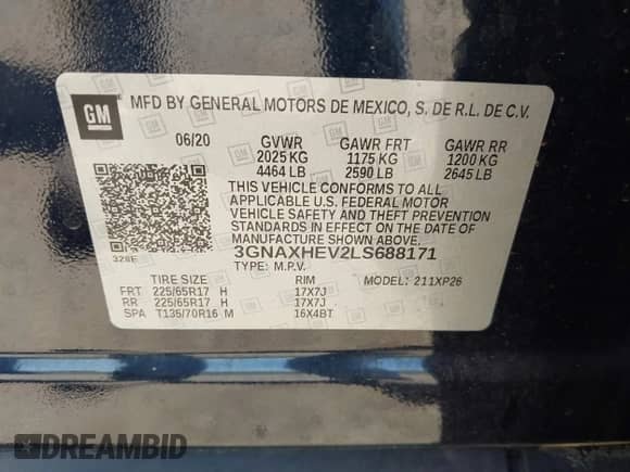 2020 Chevrolet Equinox LS с VIN 3GNAXHEV2LS688171, выставлен на аукционе IAAI как лот 43115777 с пробегом 93 397 миль миль и . История ставок и продаж доступна на DreamBid. Изображение 9.