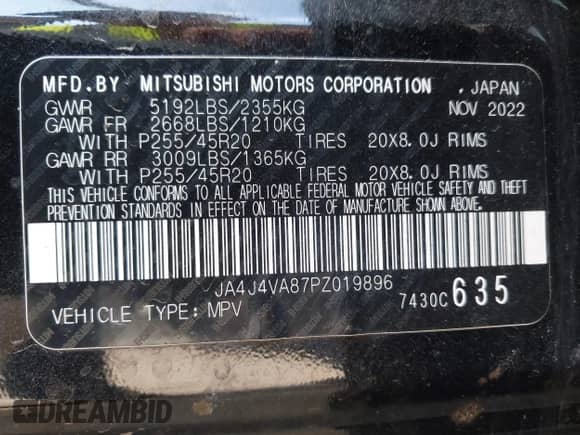 2023 Mitsubishi Outlander SEL z VIN JA4J4VA87PZ019896, wystawiony jako IAAI lot #42646987 z przebiegiem 22 494 mil mil oraz . Historia ofert i sprzedaży dostępna na DreamBid. Obrazek 9.