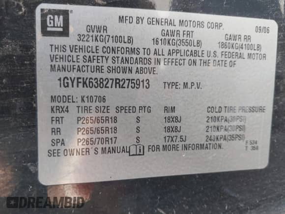 2007 Cadillac Escalade с VIN 1GYFK63827R275913, выставлен на аукционе IAAI как лот 43147120 с пробегом 226 359 миль миль и . История ставок и продаж доступна на DreamBid. Изображение 9.