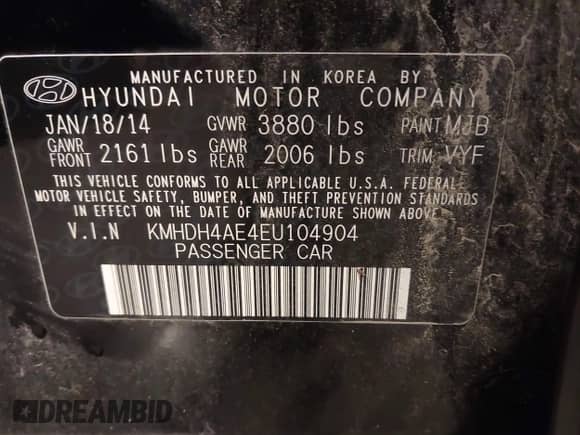 2014 Hyundai Elantra Limited с VIN KMHDH4AE4EU104904, выставлен на аукционе IAAI как лот 42755568 с пробегом 227 153 миль миль и . История ставок и продаж доступна на DreamBid. Изображение 9.