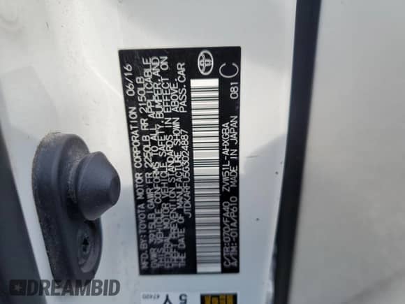 2016 Toyota Prius Four z VIN JTDKARFU5G3024887, wystawiony jako Copart lot #84796735 z przebiegiem 295 493 mil mil oraz Szkoda całkowita • Salvage title. Historia ofert i sprzedaży dostępna na DreamBid. Obrazek 12.