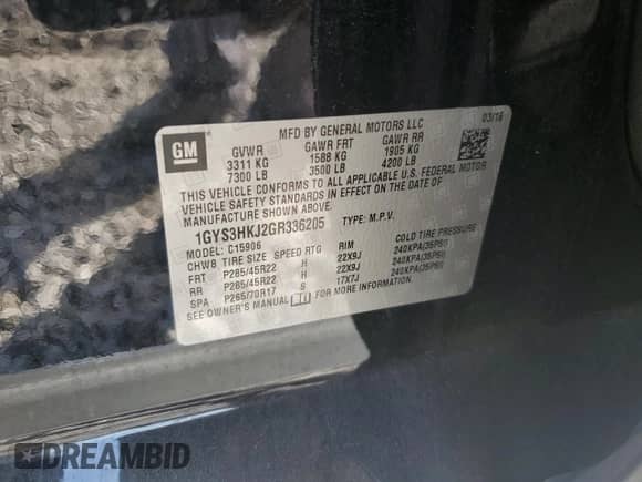 2016 Cadillac Escalade ESV Luxury Collection с VIN 1GYS3HKJ2GR336205, выставлен на аукционе Copart как лот 80203055 с пробегом 159 828 миль миль и Списание • Salvage title. История ставок и продаж доступна на DreamBid. Изображение 13.