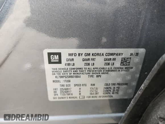 2021 Chevrolet TrailBlazer LT с VIN KL79MPS25MB018844, выставлен на аукционе Copart как лот 69373205 с пробегом 57 903 миль миль и Списание • Salvage title. История ставок и продаж доступна на DreamBid. Изображение 13.