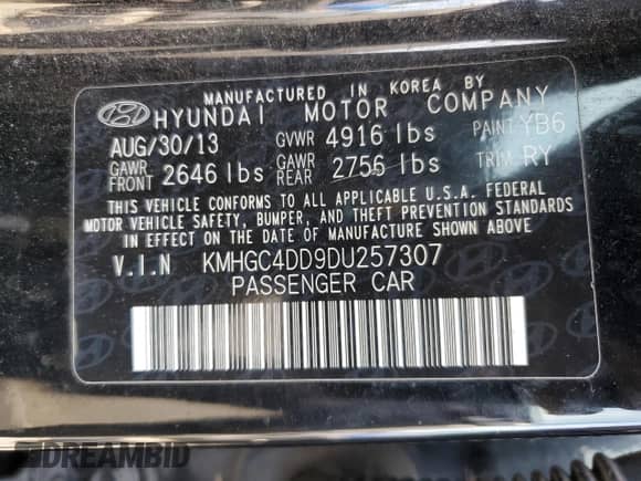 2013 Hyundai Genesis 3.8L с VIN KMHGC4DD9DU257307, выставлен на аукционе Copart как лот 84794715 с пробегом 166 908 миль миль и Списание • Salvage title. История ставок и продаж доступна на DreamBid. Изображение 12.