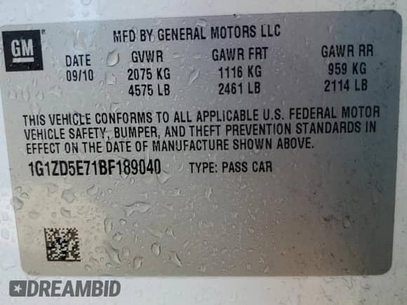 2011 Chevrolet Malibu 2LT с VIN 1G1ZD5E71BF189040, выставлен на аукционе Copart как лот 69982035 с пробегом 146 608 миль миль и Списание • Salvage title. История ставок и продаж доступна на DreamBid. Изображение 12.