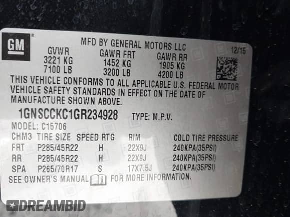 2016 Chevrolet Tahoe LTZ с VIN 1GNSCCKC1GR234928, выставлен на аукционе IAAI как лот 42173100 с пробегом 111 544 миль миль и . История ставок и продаж доступна на DreamBid. Изображение 9.