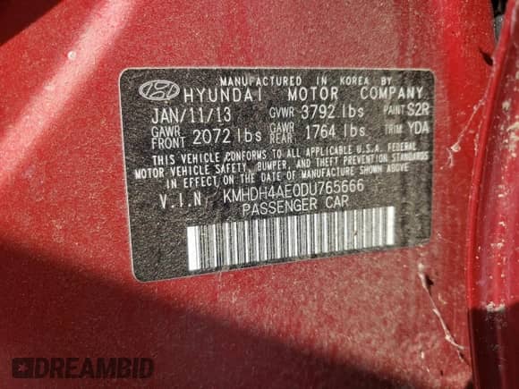 2013 Hyundai Elantra GLS с VIN KMHDH4AE0DU765666, выставлен на аукционе Copart как лот 81128105 с пробегом Не указан миль и Чистый • Clean title. История ставок и продаж доступна на DreamBid. Изображение 12.