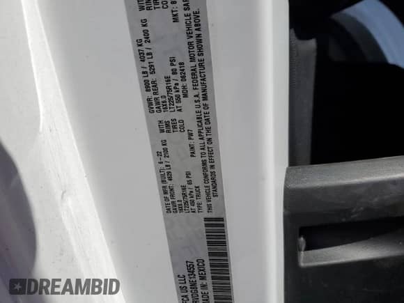 2022 Ram ProMaster Cargo с VIN 3C6LRVDG8NE134557, выставлен на аукционе Copart как лот 69671374 с пробегом Не указан миль и Списание • Salvage title. История ставок и продаж доступна на DreamBid. Изображение 12.