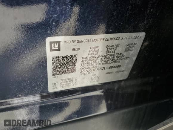 2020 Chevrolet Blazer Premier z VIN 3GNKBFRS7LS694488, wystawiony jako Copart lot #72177354 z przebiegiem 53 357 mil mil oraz Nie do naprawy • Non repairable. Historia ofert i sprzedaży dostępna na DreamBid. Obrazek 15.