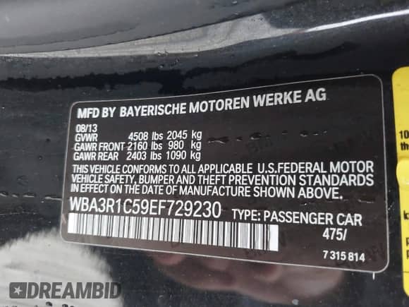 2014 BMW 4 Series 435i z VIN WBA3R1C59EF729230, wystawiony jako IAAI lot #41924478 z przebiegiem 109 357 mil mil oraz . Historia ofert i sprzedaży dostępna na DreamBid. Obrazek 9.