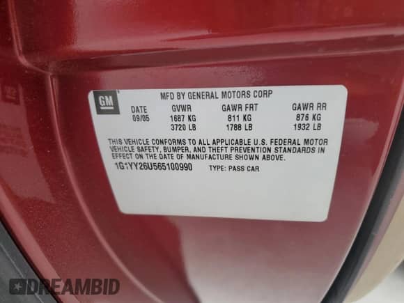 2006 Chevrolet Corvette with VIN 1G1YY26U565100990, listed as a Copart auction lot 76692824 with Not provided miles and Salvage title. Bid and sale history available at DreamBid. Image 13.