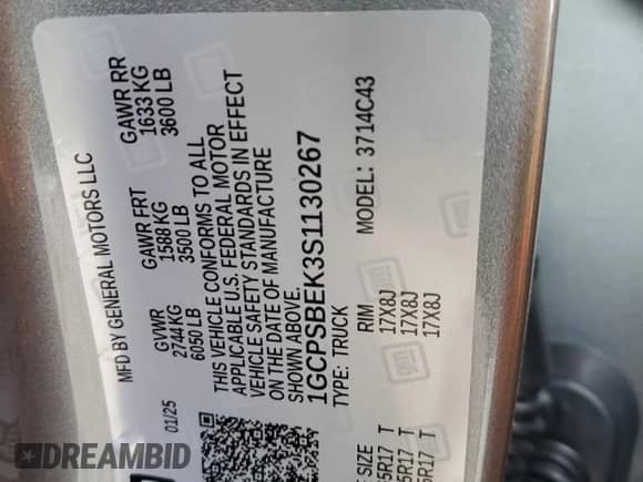 2025 Chevrolet Colorado 2WD Work Truck z VIN 1GCPSBEK3S1130267, wystawiony jako Copart lot #87086895 z przebiegiem 1 820 mil mil oraz Czysty tytuł • Clean title. Historia ofert i sprzedaży dostępna na DreamBid. Obrazek 12.