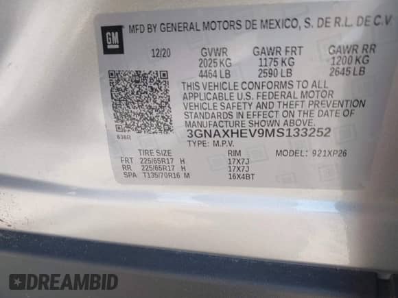 2021 Chevrolet Equinox LS с VIN 3GNAXHEV9MS133252, выставлен на аукционе IAAI как лот 42748593 с пробегом 28 533 миль миль и . История ставок и продаж доступна на DreamBid. Изображение 9.