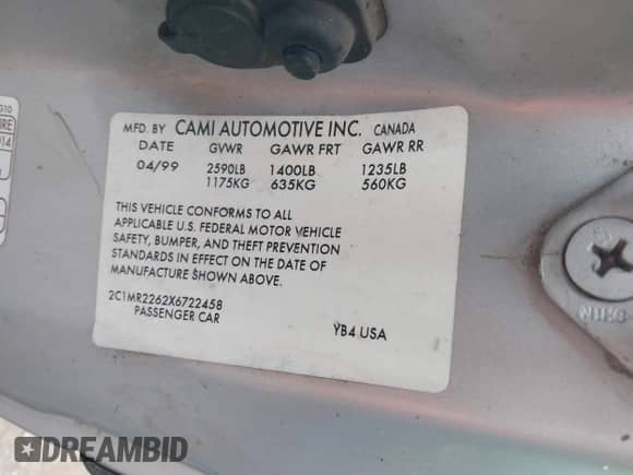 1999 Chevrolet Metro с VIN 2C1MR2262X6722458, выставлен на аукционе IAAI как лот 41470648 с пробегом 74 128 миль миль и . История ставок и продаж доступна на DreamBid. Изображение 9.