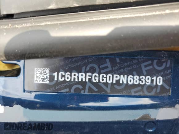 2023 Ram 1500 Tradesman with VIN 1C6RRFGG0PN683910, listed as a Copart auction lot 56177775 with Not provided miles and Non repairable. Bid and sale history available at DreamBid. Image 12.