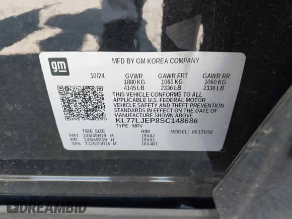 2025 Chevrolet Trax 2RS с VIN KL77LJEP8SC148686, выставлен на аукционе IAAI как лот 43169537 с пробегом Не указан миль и . История ставок и продаж доступна на DreamBid. Изображение 9.