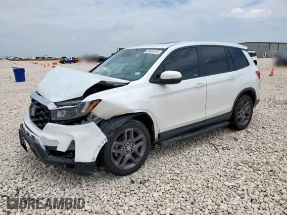 2022 Honda Passport EX-L with VIN 5FNYF7H56NB004055, listed as a Copart auction lot 59491315 with 56,500 mi miles and Salvage title. Bid and sale history available at DreamBid. Image 1.