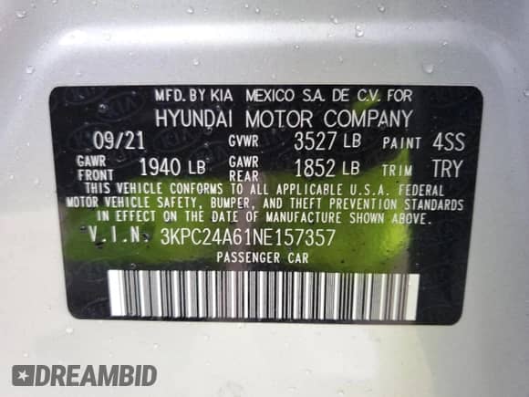 2022 Hyundai Accent SEL с VIN 3KPC24A61NE157357, выставлен на аукционе Copart как лот 72970402 с пробегом 9 604 миль миль и . История ставок и продаж доступна на DreamBid. Изображение 14.