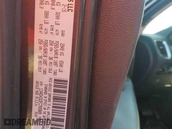 2015 Dodge Durango Limited with VIN 1C4RDHDG3FC765809, listed as a Copart auction lot 82188965 with 193,105 mi miles and Clean title. Bid and sale history available at DreamBid. Image 13.