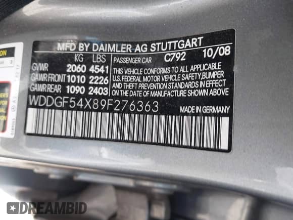 2009 Mercedes-Benz C 300 Sport с VIN WDDGF54X89F276363, выставлен на аукционе IAAI как лот 43402717 с пробегом 146 951 миль миль и . История ставок и продаж доступна на DreamBid. Изображение 9.