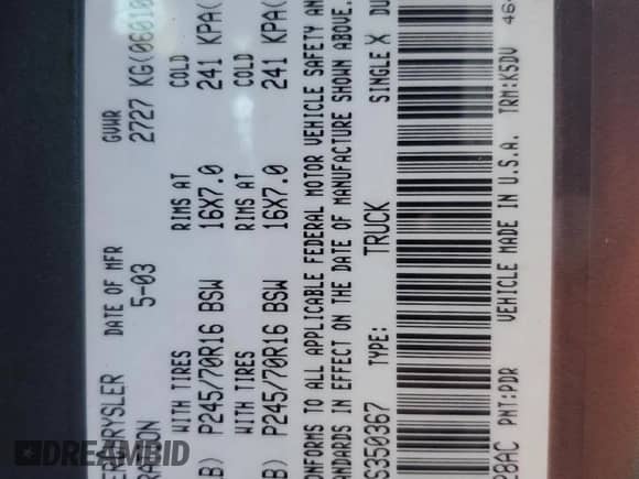 2003 Dodge Dakota с VIN 1D7HG12X93S350367, выставлен на аукционе Copart как лот 38855714 с пробегом 212 097 миль миль и Списание • Salvage title. История ставок и продаж доступна на DreamBid. Изображение 12.