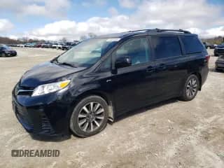 2019 Toyota Sienna LE with VIN 5TDJZ3DC1KS222837, listed as a Copart auction lot 47225755 with 56,001 mi miles and Salvage title. Bid and sale history available at DreamBid. Image 1.
