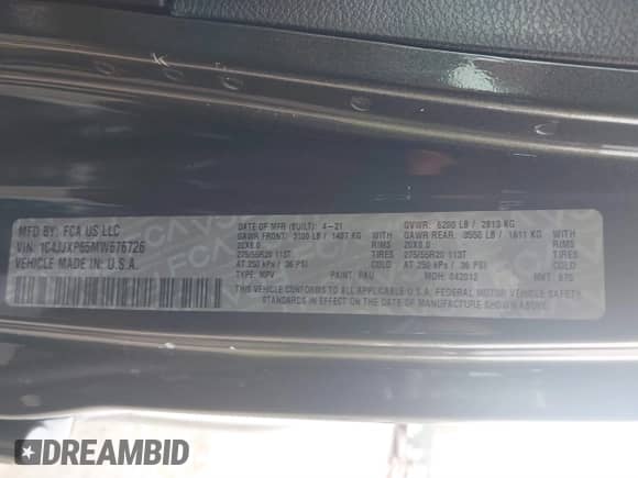 2021 Jeep Wrangler Unlimited Sahara z VIN 1C4JJXP65MW676726, wystawiony jako IAAI lot #41795701 z przebiegiem 38 480 mil mil oraz . Historia ofert i sprzedaży dostępna na DreamBid. Obrazek 9.