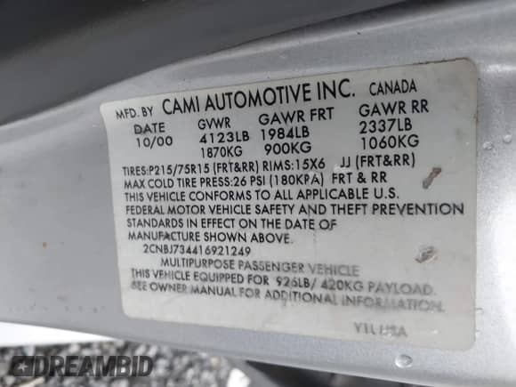 2001 Chevrolet Tracker ZR2 с VIN 2CNBJ734416921249, выставлен на аукционе IAAI как лот 42778404 с пробегом 136 300 миль миль и . История ставок и продаж доступна на DreamBid. Изображение 9.