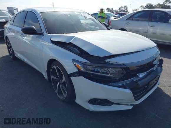 2022 Honda Accord Sport with VIN 1HGCV1F39NA089155, listed as a IAAI auction lot 43358181 with 31,454 mi miles and . Bid and sale history available at DreamBid. Image 1.