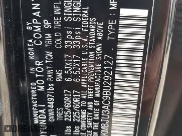 2011 Hyundai Tucson GLS with VIN KM8JU3AC9BU292127, listed as a Copart auction lot 80442245 with 161,027 mi miles and Salvage title. Bid and sale history available at DreamBid. Image 14.