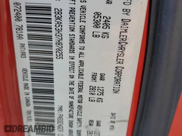 2007 Dodge Charger R/T with VIN 2B3KA53H37H870255, listed as a Copart auction lot 80863435 with Not provided miles and Salvage title. Bid and sale history available at DreamBid. Image 12.