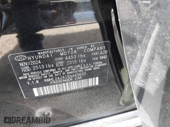 2025 Hyundai Sonata SE с VIN KMHL24JA1SA465630, выставлен на аукционе IAAI как лот 43432603 с пробегом 5 480 миль миль и . История ставок и продаж доступна на DreamBid. Изображение 9.