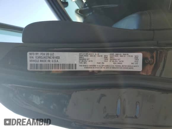 2022 Dodge Durango SXT with VIN 1C4RDJAG7NC161433, listed as a Copart auction lot 62094765 with 57,686 mi miles and Salvage title. Bid and sale history available at DreamBid. Image 13.