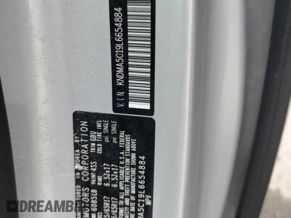 2020 Kia Sedona L with VIN KNDMA5C19L6654884, listed as a Copart auction lot 67382795 with 105,407 mi miles and Salvage title. Bid and sale history available at DreamBid. Image 14.